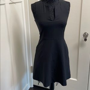 Theory slit neck a-line classic black dress